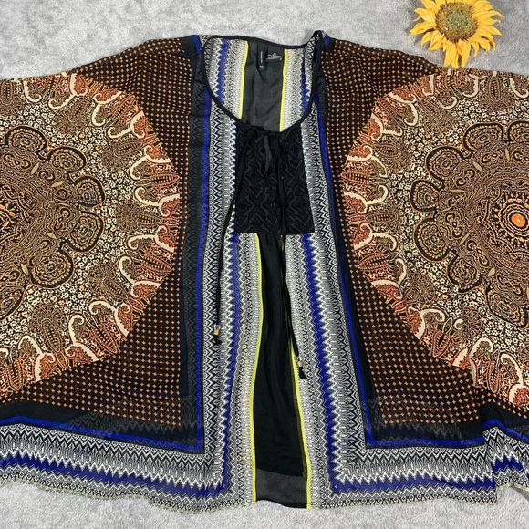 New Directions Tunic Top Size XL Multicolor Paisley Print Cape Styling - Picture 4 of 12
